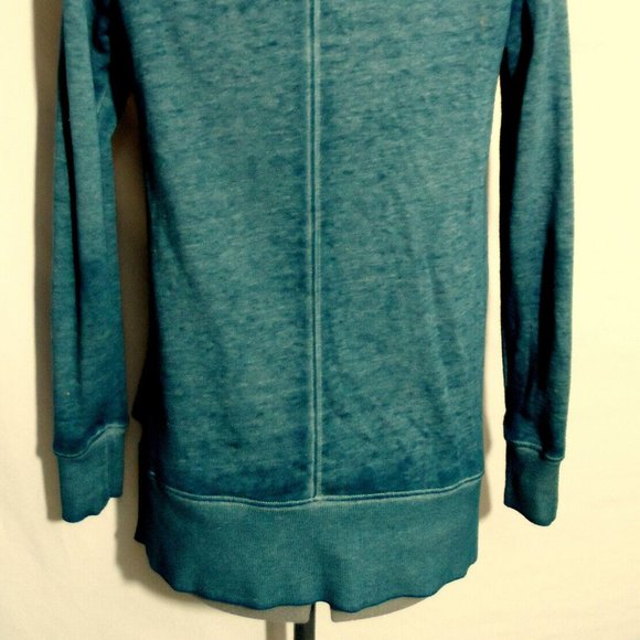 ROCK & REPUBLIC Studs Sweatshirt Top XS Blue Caged V-neck LS Trendy mineral wash - Picture 9 of 10